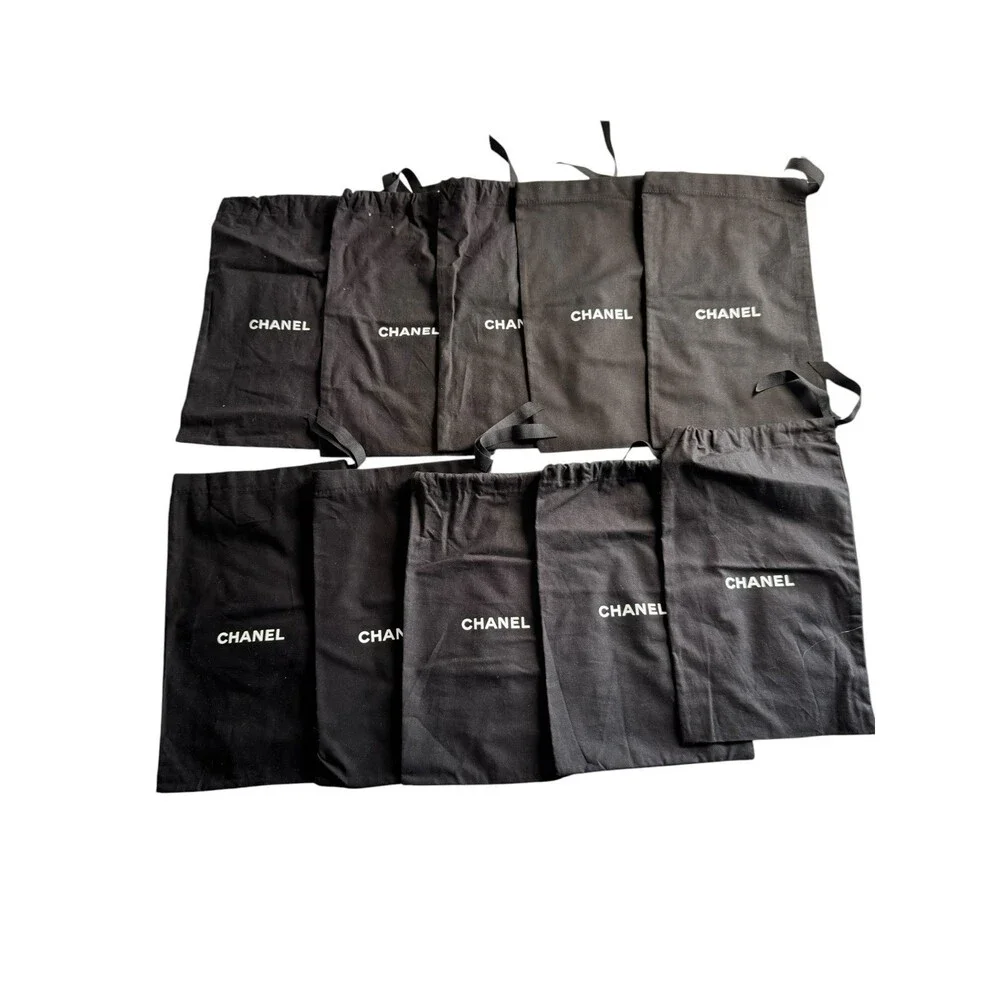 10 CHANEL dust bags shoe sizes black with white logo 100% authentic excellent